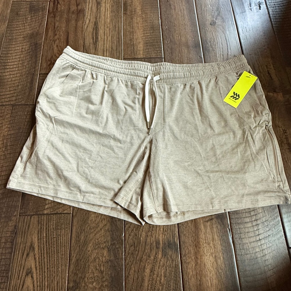All in Motion Womens Soft Stretch Shorts Stone Tan Heathered 2XL NWT F00343115